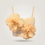 Peach Floral 3D Applique Bustier Top for Women with Corset Detailing (5)