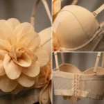 Peach Floral 3D Applique Bustier Top for Women with Corset Detailing (7)