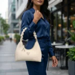 Prada Cleo white brushed leather hobo bag with iconic triangle logo and scrunchie handle detail (1)