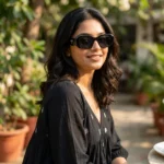 Prada PR 17WS black rectangular sunglasses for women with 3D logo temples (1)