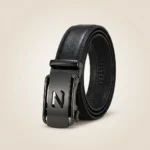 Premium Black Leather Ratchet Belt for Men with Gunmetal Z Buckle (4)