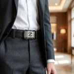 Premium Black Leather Ratchet Belt for Men with Gunmetal Z Buckle (6)