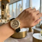 Rolex Cosmograph Daytona Eye of the Tiger 18k yellow gold watch with diamond paved tiger print dial and black Oysterflex strap (5)