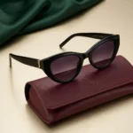 Saint Laurent Women's Black Cat Eye Sunglasses with Gold YSL Logo (4)