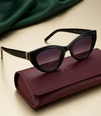 Saint Laurent Women's Black Cat Eye Sunglasses with Gold YSL Logo (4)