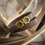 Salvatore Ferragamo Gancini Reversible Leather Belt for Women in Taupe and Gold (3)