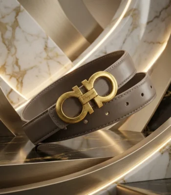 Salvatore Ferragamo Gancini Reversible Leather Belt for Women in Taupe and Gold (3)