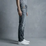 Slim Fit Dark Grey Acid Wash Men’s Denim Jeans (1)