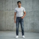 Slim Fit Dark Grey Acid Wash Men’s Denim Jeans (2)