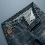 Slim Fit Dark Grey Acid Wash Men’s Denim Jeans (4)