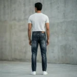 Slim Fit Dark Grey Acid Wash Men’s Denim Jeans (5)