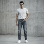 Slim Fit Dark Grey Acid Wash Men’s Denim Jeans (6)