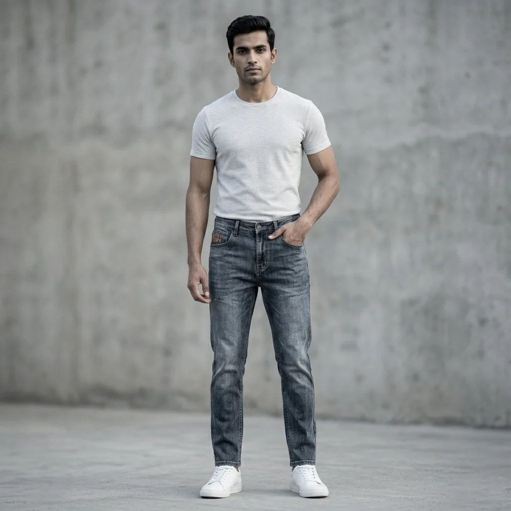 Slim Fit Dark Grey Acid Wash Men’s Denim Jeans (6) Slim Fit Dark Grey Acid Wash Men’s Denim Jeans (6)