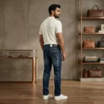 Slim Fit Dark Indigo Men's Denim Jeans with Christian Dior Atelier Paris Embroidery (1)