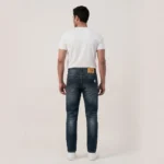 Slim Fit Dark Indigo Men's Jeans with Contrast Stitching (2)