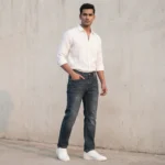 Slim Fit Dark Indigo Men's Jeans with Contrast Stitching (3)