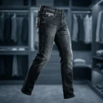 Slim Fit Men's Gucci Black Washed Denim Jeans with Red Branding (4)