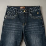 Slim Fit Navy Blue Monogram Waistband Denim Jeans for Men (2)
