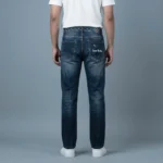 Slim Fit Navy Blue Monogram Waistband Denim Jeans for Men (3)