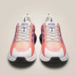 Versace Men’s orange and blue gradient sneakers with translucent TPU cage and white chunky sole (1)