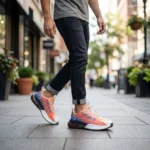 Versace Men’s orange and blue gradient sneakers with translucent TPU cage and white chunky sole (3)