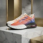 Versace Men’s orange and blue gradient sneakers with translucent TPU cage and white chunky sole (4)