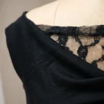 Woman wearing a premium black off shoulder top (4)