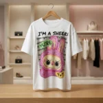 Women's Aurora Fashions white oversized t shirt with pink beaded bunny graphic and colorful motivational text on back (4)