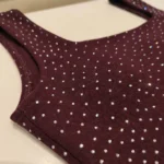 Women’s Burgundy Square Neck Bodysuit with Silver Rhinestone Embellishment (6)