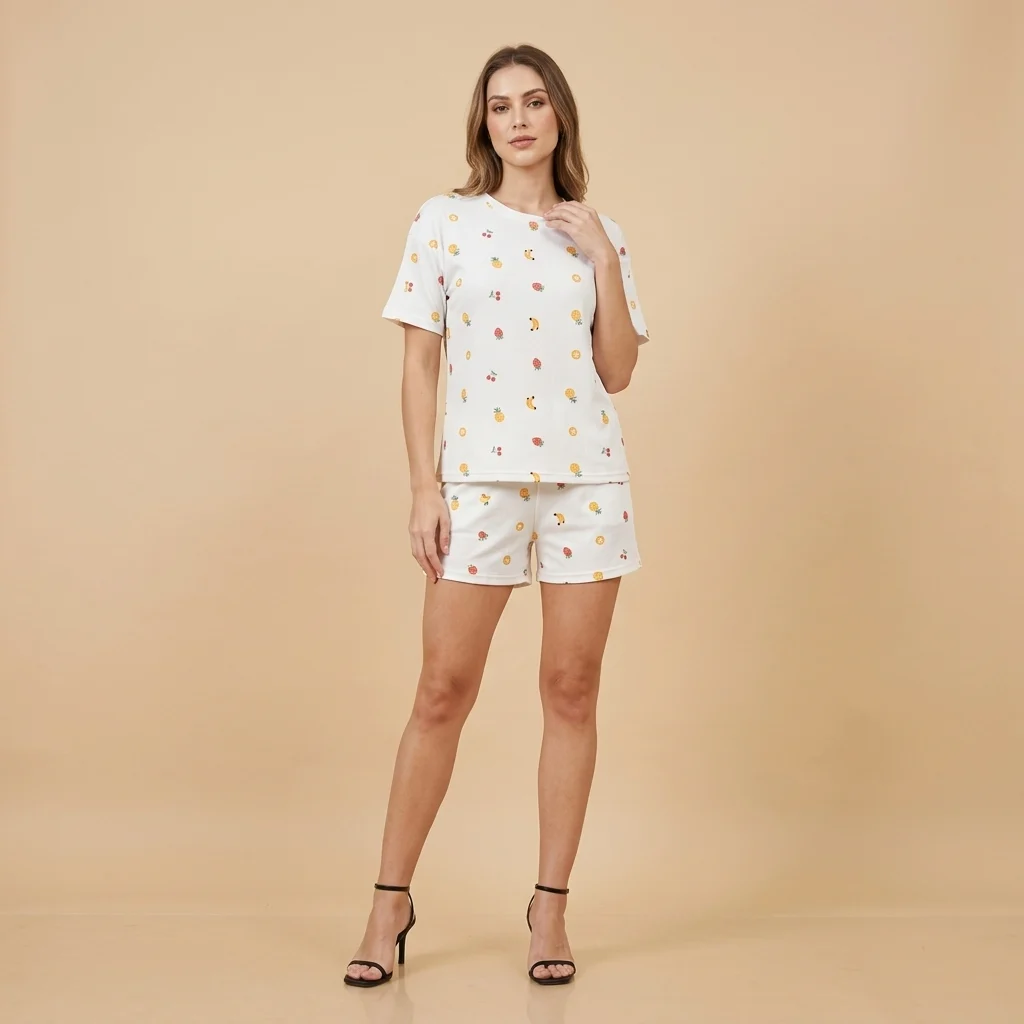 Women’s Two Piece Orchard Print Lounge Set in Premium Ribbed Cotton (3)