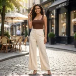 Women’s chocolate brown square neck bodysuit with silver rhinestone embellishments and snap button closure (1)