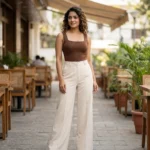 Women’s chocolate brown square neck bodysuit with silver rhinestone embellishments and snap button closure (8)