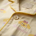 Women's yellow notched collar night suit with Kookie puppy print and contrast piping (5)