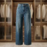 Y RUS Women’s High Waist Wide Leg Blue Denim Jeans in Medium Wash (2)