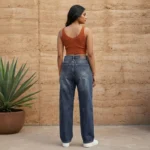 Y RUS Women’s High Waist Wide Leg Blue Denim Jeans in Medium Wash (3)