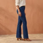 Y RUS women's high rise blue bootcut jeans featuring contrast stitching and a flared hem (7)