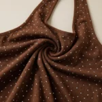 a brown halter neck polka dot top with shimmering details (3)