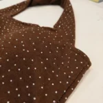 a brown halter neck polka dot top with shimmering details (4)
