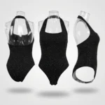 black halter neck bodysuit with silver rhinestone embellishments (5)