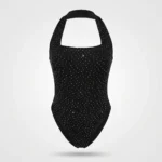 black halter neck bodysuit with silver rhinestone embellishments (6)