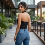 black halter neck bodysuit with silver rhinestone embellishments (7)