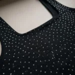 black sleeveless bodysuit for women with white rhinestone embellishments and a square neckline (4)