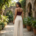 burgundy polka dot halter neck bodysuit (2)