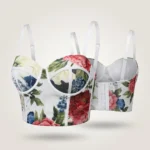 women's floral print bustier top with adjustable straps and hook and eye closure (1)
