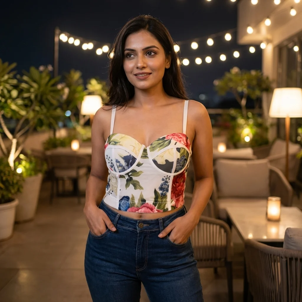 women's floral print bustier top with adjustable straps and hook and eye closure (5)