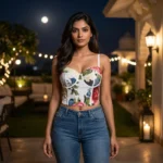 women's floral print bustier top with adjustable straps and hook and eye closure (6)