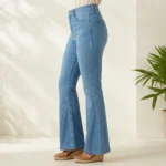 women’s high rise light blue flared denim jeans (3)