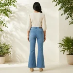 women’s high rise light blue flared denim jeans (4)