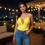 yellow cami top with a gold rose buckle (4)