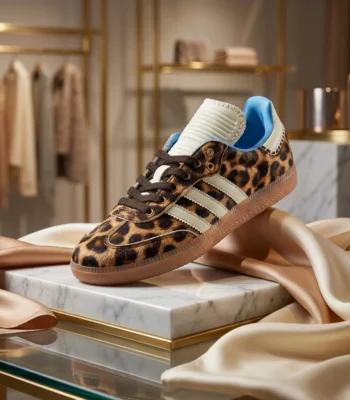 Adidas Originals x Wales Bonner Samba Leopard print sneakers with blue lining (2)